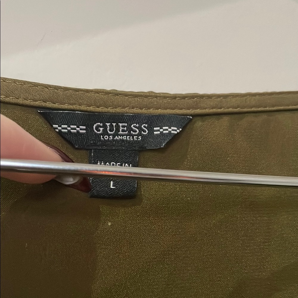Guess Green Wrap Peplum Blouse Long Sleeve - Picture 2 of 4